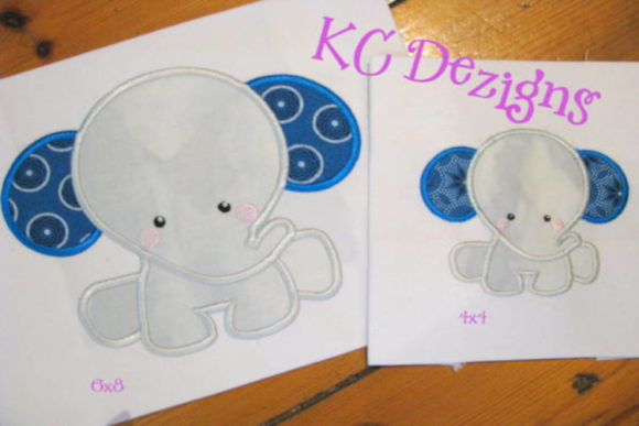 Adorable Baby Elephant Sitting Applique Design