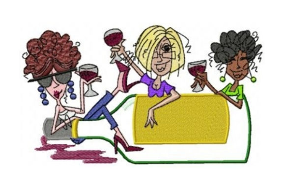 Cute and Playful: Girlfriends Wine Embroidery