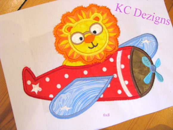Cute Safari Pilot Lion Applique for Kids
